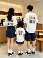 【90-160cm+親サイズ】半袖Tシャツ 親子コーデ 韓国風 デイリーウェア - 画像 (4)