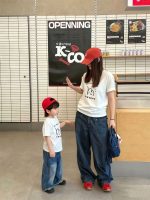 【90-160cm+親サイズ】半袖Tシャツ 親子コーデ シンプル プリント - 画像 (4)