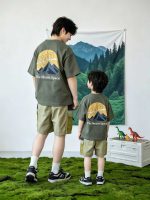 【90-160cm+親サイズ】半袖Tシャツ 家族おそろい バックプリント カジュアル - 画像 (4)