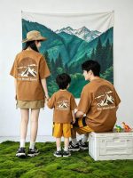 【90-160cm+親サイズ】半袖Tシャツ 家族おそろい バックプリント カジュアル - 画像 (6)