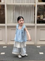 【90-140】トップスorスカートorパンツ 女の子 ブルー フリル - 画像 (9)