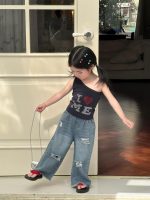 【90-140】トップスorパンツ 女の子 ストーン付き ダメージジーンズ - 画像 (10)