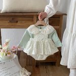 【66-90】サロペットロンパース ベビー 花柄 チュール襟 - 画像 (5)