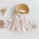 【66-90】ロンパースワンピ ベビー リボン チュール - 画像 (2)