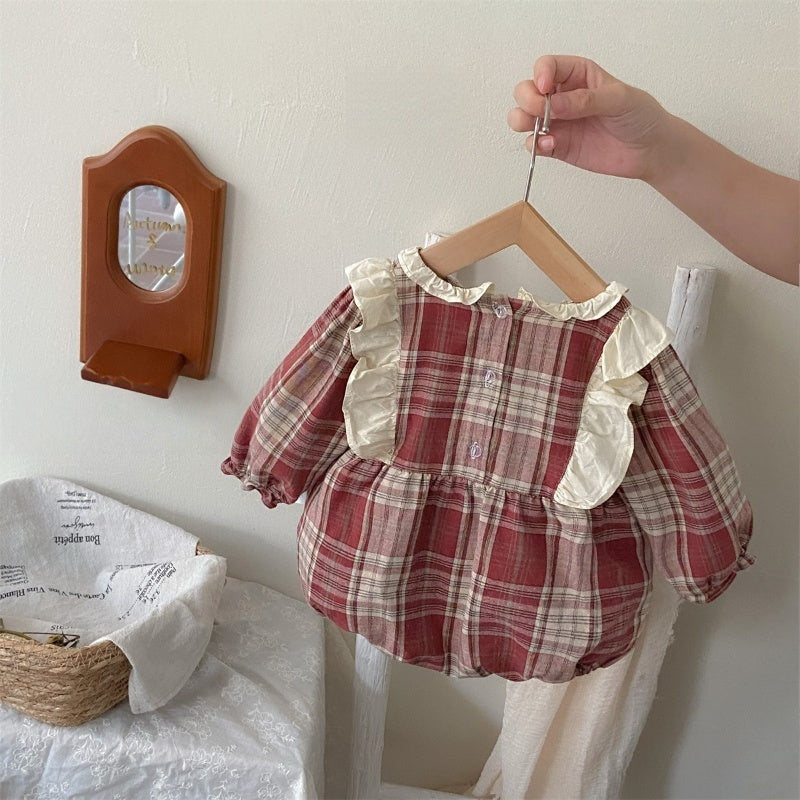 02_8769cc45-3463-4864-9dd8-e86e9c100278.jpg 【66-90】ロンパース ベビー レッド チェック - 画像 (1)