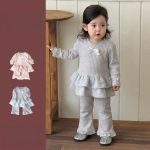 【73-100】セットアップ ベビー リボン ニット スウィート - 画像 (4)
