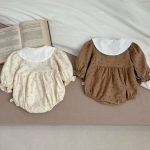 【66-100】ロンパース ベビー ドット 小花柄 - 画像 (3)
