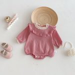 【66-90】ロンパース ベビー シボ生地 フリル襟 - 画像 (3)