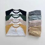 【73-100】トップス&チェックパンツ ベビー 韓国風 切り替え - 画像 (2)