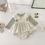 【66-90】サロペットロンパース ベビー 花柄 チュール襟 - 画像 (4)