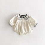 【66-90】ロンパース ベビー レトロ 刺繡 可愛い - 画像 (3)