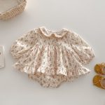 【66-90】ロンパース ベビー 小花柄 シンプル