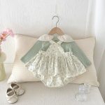 【66-90】サロペットロンパース ベビー 花柄 チュール襟 - 画像 (3)