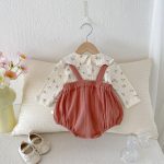 【80-90】ロンパース ベビー リボン結び 小花柄 - 画像 (4)