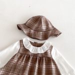 【66-90】ロンパース&帽子 ベビー チェック レトロ - 画像 (6)