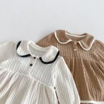 【66-90】ロンパース ベビー 丸襟 バイアス処理 - 画像 (5)