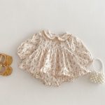 【66-90】ロンパース ベビー 小花柄 シンプル - 画像 (3)