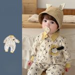 【66-90】カバーオール ベビー 折り襟 わんちゃん総柄 - 画像 (5)