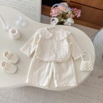 【73-110】セットアップ ベビー フリル襟 ジャカード - 画像 (6)