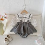 【66-90】セットアップ ベビー 大きな丸襟 レトロ - 画像 (3)