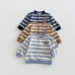 【80-130】長袖Tシャツ 男の子 ボーダー ワッペン - 画像 (4)