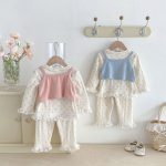 【66-100】セットアップ ベビー 花柄 レース付き - 画像 (7)