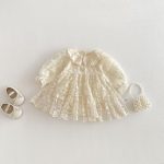 【66-90】ロンパース ベビー フラワー 刺繍 レース - 画像 (2)