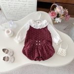 【66-100】セットアップ ベビー 花柄キャミ 丸襟 3点セット - 画像 (7)