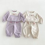 【80-130】セットアップ 女の子 刺繍 スクエアネック - 画像 (7)