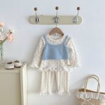 【66-100】セットアップ ベビー 花柄 レース付き - 画像 (9)