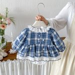 【66-90】ロンパース ベビー レース フリル襟 フラワー刺繍 - 画像 (4)
