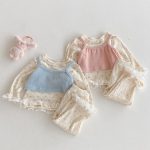 【66-100】セットアップ ベビー 花柄 レース付き - 画像 (3)