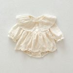 【66-100】ロンパース ベビー レース 刺繡 - 画像 (8)