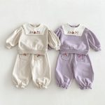 【80-130】セットアップ 女の子 刺繍 スクエアネック - 画像 (8)