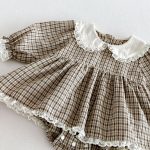 【66-90】ロンパース ベビー チェック 折り襟 - 画像 (5)