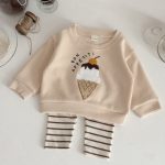 【73-100】セットアップ ベビー アイスクリーム 刺繍 シンプル - 画像 (2)