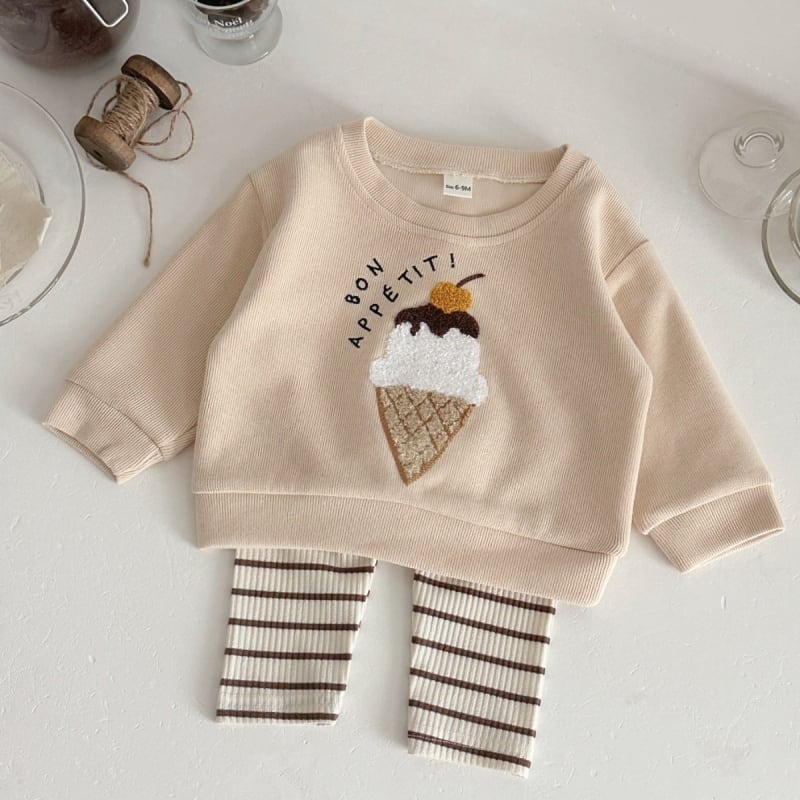 0f04227f7d8c28028116f1675c60180f.jpg 【73-100】セットアップ ベビー アイスクリーム 刺繍 シンプル - 画像 (1)