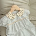 【66-100】半袖 ロンパース ベビー 花柄 丸襟 スウィート - 画像 (5)