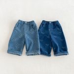 【80-130】パンツ 女の子 デニム フラワー