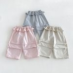 【80-130】パンツ 女の子 フリル リボン付き 無地 - 画像 (3)