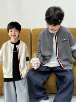 【90-160】カーディガン 男の子 ニット 配色 合わせやすい