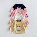 【80-130】長袖Tシャツ 女の子 カートゥーン レイヤード - 画像 (4)