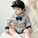 【66-90】ロンパース ベビー ボウタイ シンプル - 画像 (9)