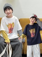 【90-160】長袖Tシャツ 男の子 レイヤード プリント 合わせやすい - 画像 (2)