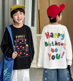 【90-160】長袖Tシャツ 男の子 プリント ケーキ - 画像 (2)