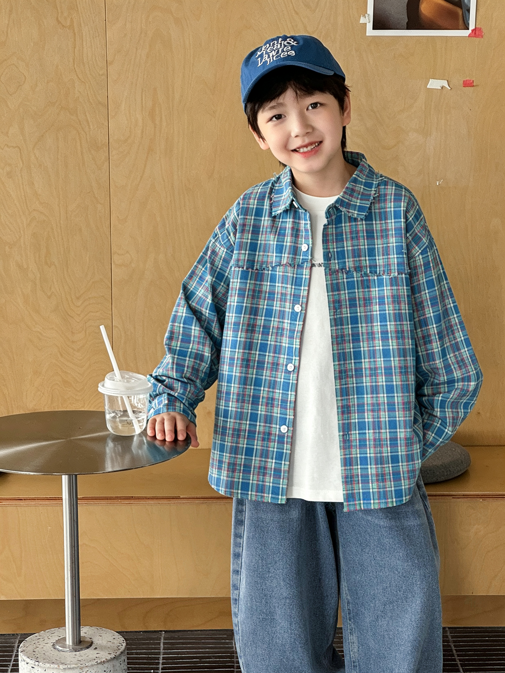 10656757 【90-160】シャツ 男の子 チェック 韓国風 着せやすい - 画像 (1)