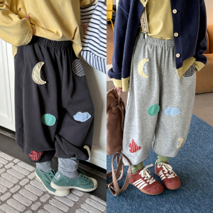 【80-130】パンツ 女の子 アップリケ トレンド