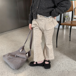 【80-130】パンツ 女の子 ドット柄 ベルボトム