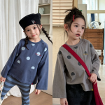 【80-130】長袖Tシャツ 女の子 ドット柄 合わせやすい