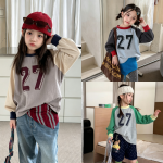 【80-130】長袖Tシャツ 女の子 ラグラン 数字柄 - 画像 (2)